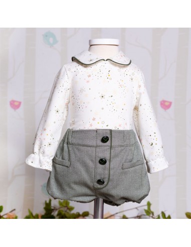 Pattern bloomers and onesie outfit