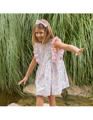 Pattern dress with elastic bands