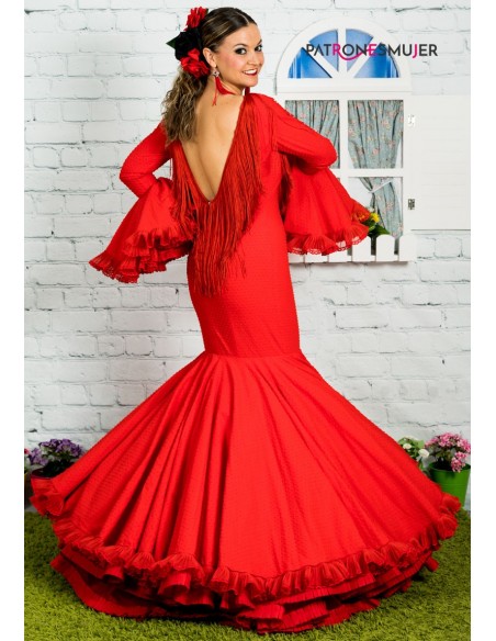 Patrón de conjunto flamenco corto de mujer.