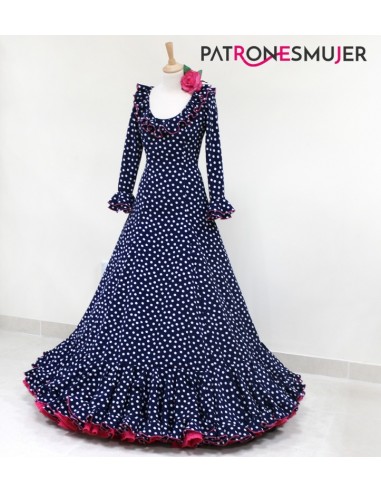 Patrón de vestido flamenco de nesgas de mujer.