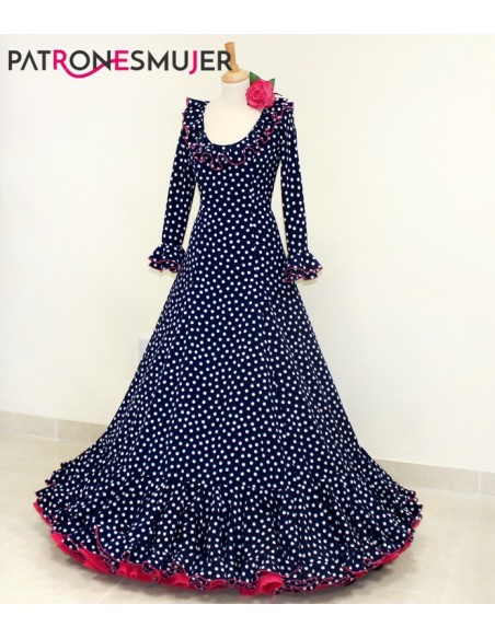 Patrón de vestido flamenco de nesgas de mujer.