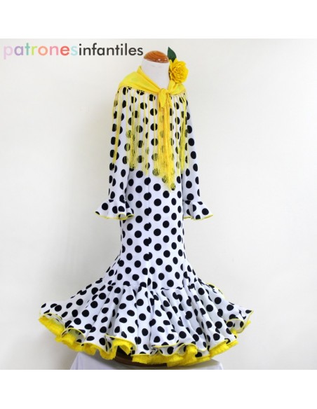 Patrón de vestido flamenca de niña de nesgas