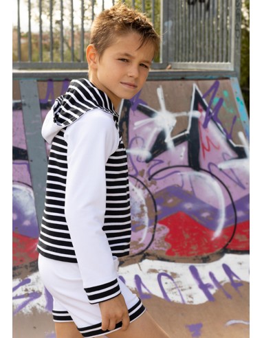 Pattern of a child's seafaring sweatshirt set.