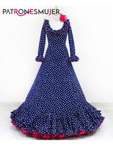 Patrón de vestido flamenco de nejas con vuelo