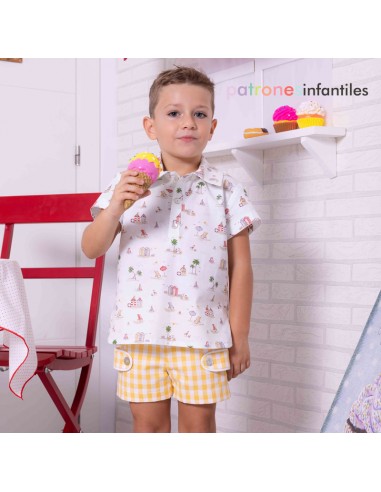 Molde conjunto de camisa y pantalón de niño