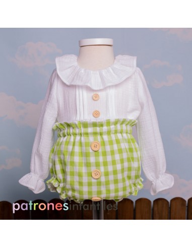 Pattern blouse and diaper cover outfit